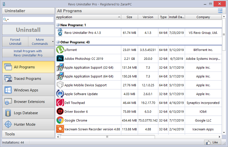 Simple, orderly, and clean interface a portable, trustworthy removal tool utter elimination of all food remains any software with a single click Several uninstalls with a single click Supports the removal of obstinate apps program removal by force Eliminate leftovers Installer's Guide Backup Options Superior Hunter Mode Removal of junk ware AutoPlay Supervisor Cleaner for Microsoft Office Files Tidy windows Evidence Disposal Attractive and tidy user interface Unrecoverable Delete, among other things